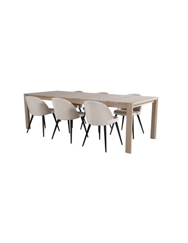 Matgrupp Slider med Velvet matstolar, 170 × 95 cm