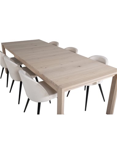Matgrupp Slider med Velvet matstolar, 170 × 95 cm