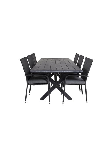 Matgrupp Rives med Anna matstolar, 200 × 100 cm