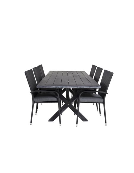Matgrupp Rives med Anna matstolar, 200 × 100 cm