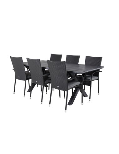 Matgrupp Rives med Anna matstolar, 200 × 100 cm