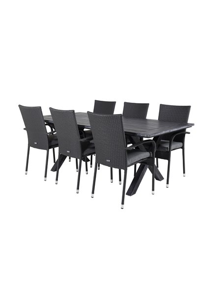 Matgrupp Rives med Anna matstolar, 200 × 100 cm
