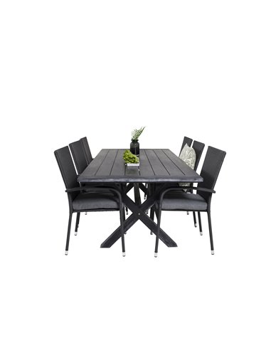 Matgrupp Rives med Anna matstolar, 200 × 100 cm