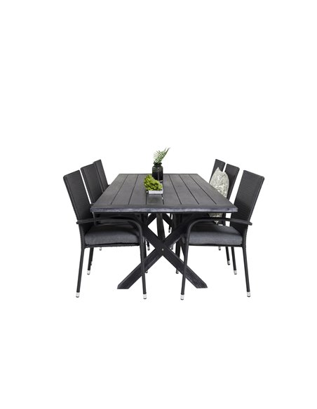 Matgrupp Rives med Anna matstolar, 200 × 100 cm