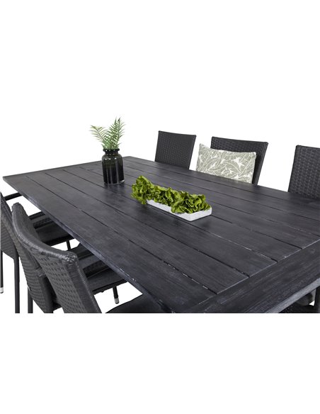 Matgrupp Rives med Anna matstolar, 200 × 100 cm