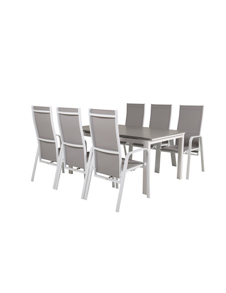 Matgrupp Levels med Copacabana matstolar, 160 × 100 cm