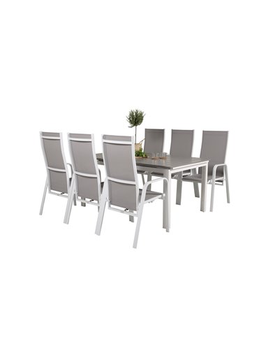 Matgrupp Levels med Copacabana matstolar, 160 × 100 cm