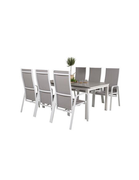 Matgrupp Levels med Copacabana matstolar, 160 × 100 cm