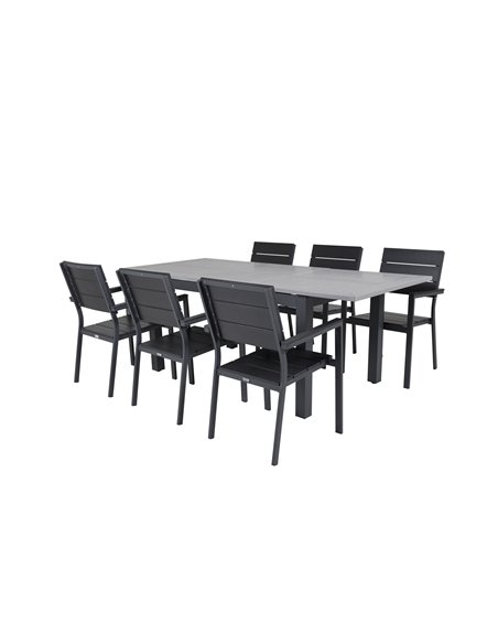 Matgrupp Albany med Levels matstolar, 152 × 90 cm