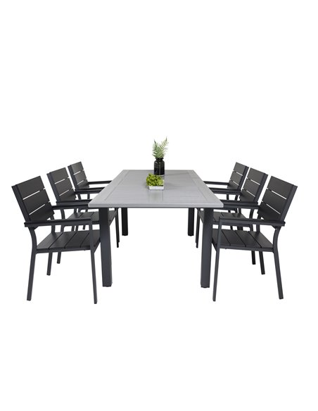 Matgrupp Albany med Levels matstolar, 152 × 90 cm