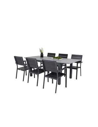 Matgrupp Albany med Levels matstolar, 152 × 90 cm