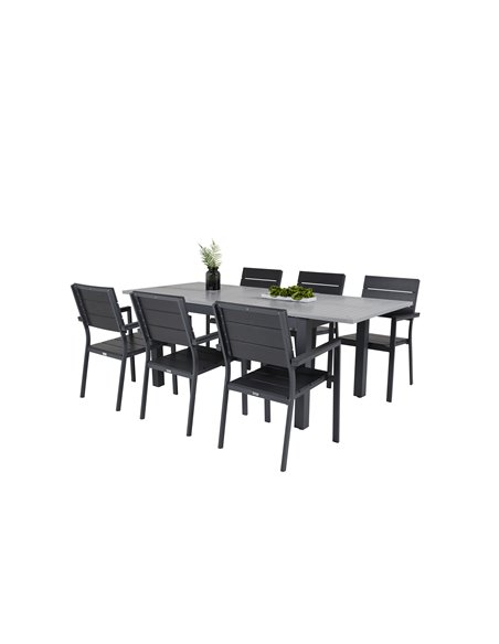 Matgrupp Albany med Levels matstolar, 152 × 90 cm