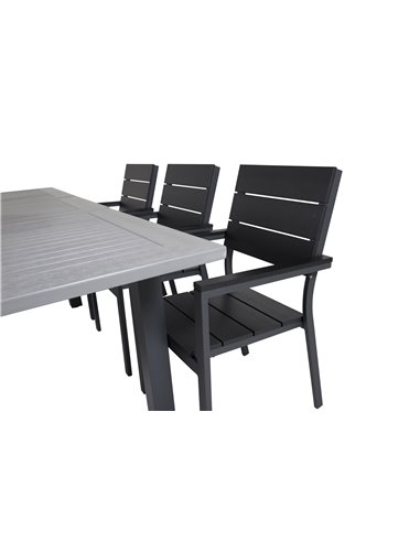 Matgrupp Albany med Levels matstolar, 152 × 90 cm