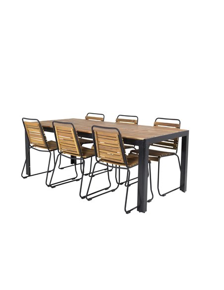 Matgrupp Bois med Bois matstolar, 205 × 90 cm