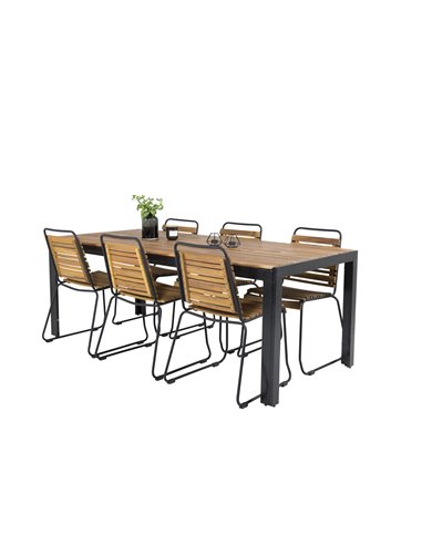 Matgrupp Bois med Bois matstolar, 205 × 90 cm