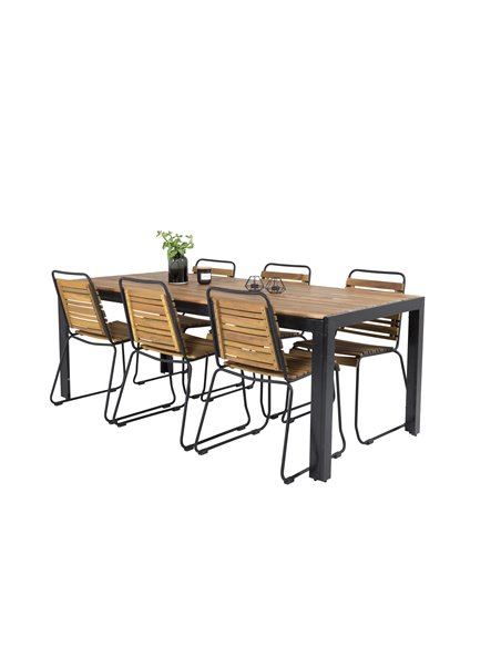 Matgrupp Bois med Bois matstolar, 205 × 90 cm