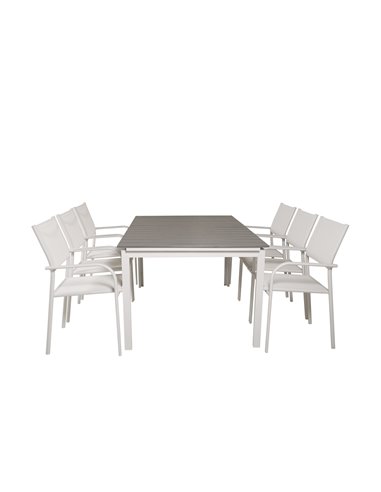 Matgrupp Levels med Santorini matstolar, 160 × 100 cm