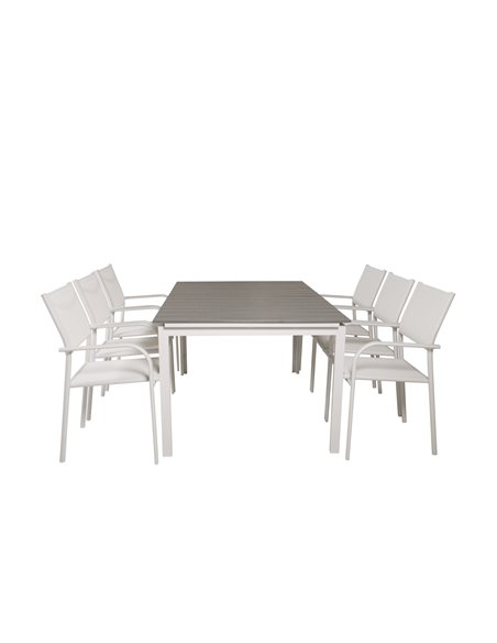 Matgrupp Levels med Santorini matstolar, 160 × 100 cm