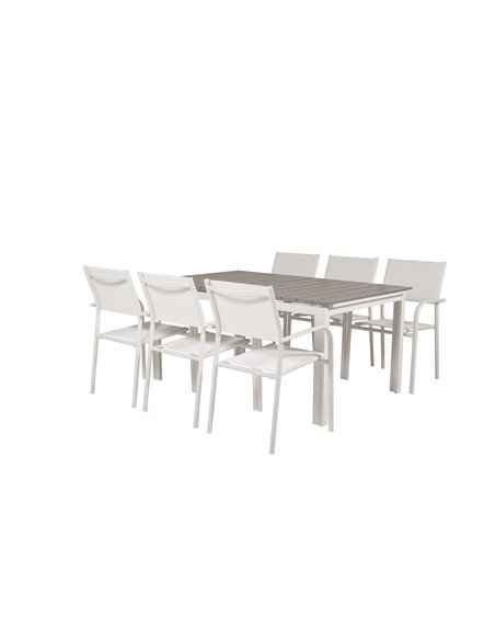 Matgrupp Levels med Santorini matstolar, 160 × 100 cm