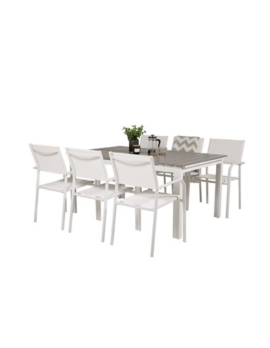 Matgrupp Levels med Santorini matstolar, 160 × 100 cm