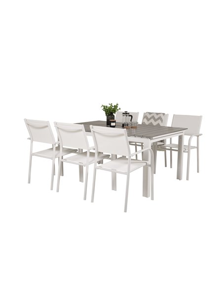 Matgrupp Levels med Santorini matstolar, 160 × 100 cm