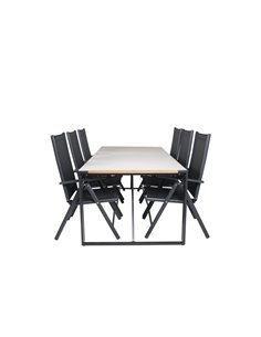 Matgrupp Texas med Break matstolar, 200 × 100 cm