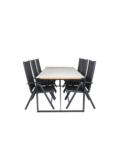 Matgrupp Texas med Break matstolar, 200 × 100 cm