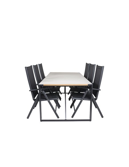 Matgrupp Texas med Break matstolar, 200 × 100 cm