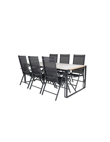 Matgrupp Texas med Break matstolar, 200 × 100 cm