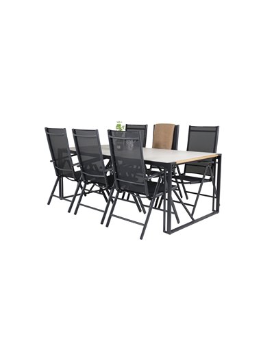Matgrupp Texas med Break matstolar, 200 × 100 cm