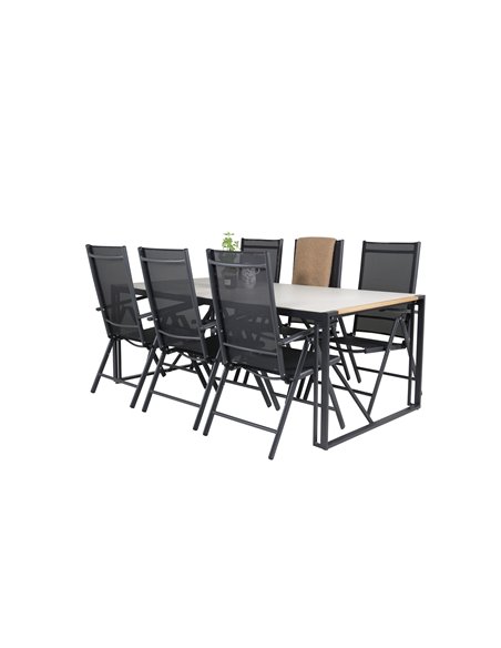 Matgrupp Texas med Break matstolar, 200 × 100 cm