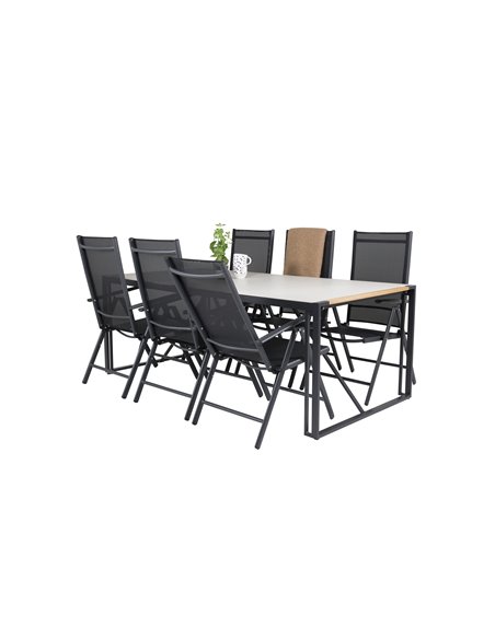 Matgrupp Texas med Break matstolar, 200 × 100 cm