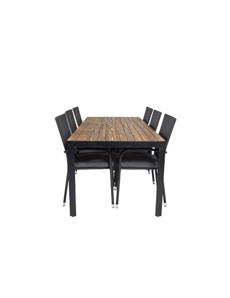 Matgrupp Bois med Anna matstolar, 205 × 90 cm