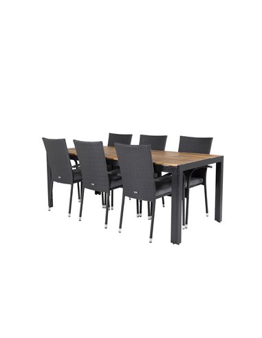 Matgrupp Bois med Anna matstolar, 205 × 90 cm