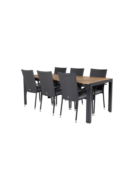 Matgrupp Bois med Anna matstolar, 205 × 90 cm