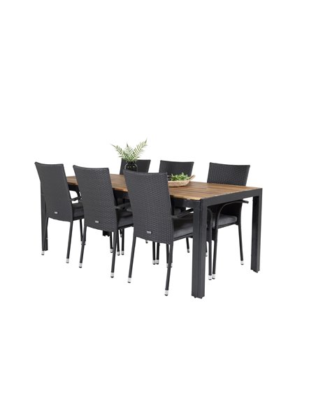 Matgrupp Bois med Anna matstolar, 205 × 90 cm