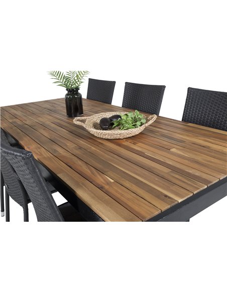 Matgrupp Bois med Anna matstolar, 205 × 90 cm
