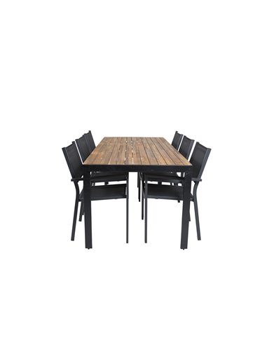 Matgrupp Bois med Copacabana matstolar, 205 × 90 cm