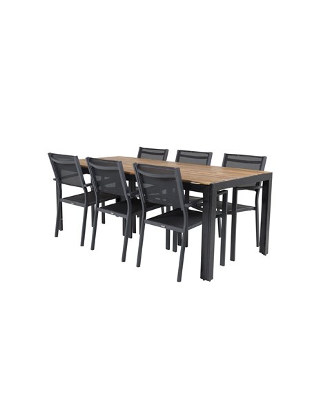 Matgrupp Bois med Copacabana matstolar, 205 × 90 cm