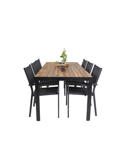 Matgrupp Bois med Copacabana matstolar, 205 × 90 cm