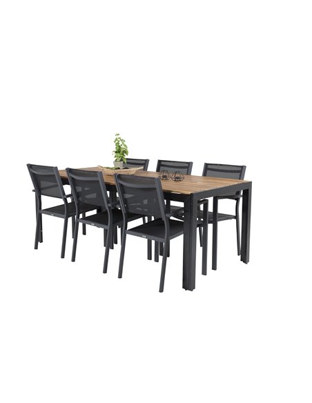 Matgrupp Bois med Copacabana matstolar, 205 × 90 cm
