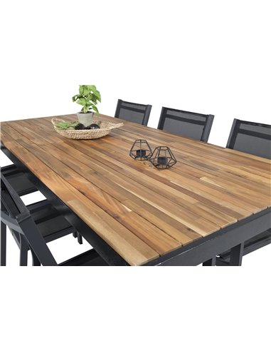 Matgrupp Bois med Copacabana matstolar, 205 × 90 cm