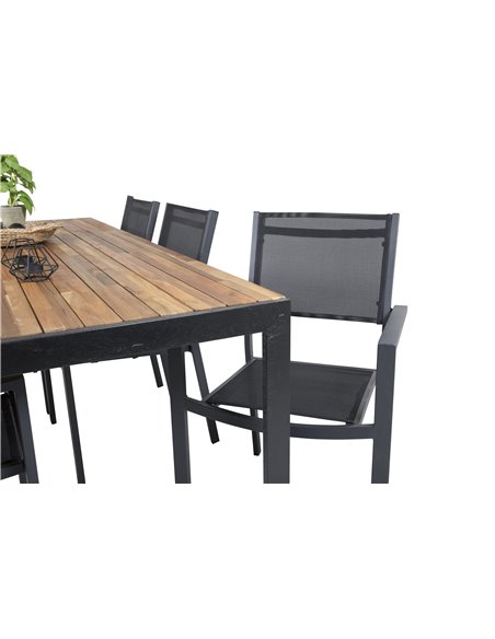Matgrupp Bois med Copacabana matstolar, 205 × 90 cm