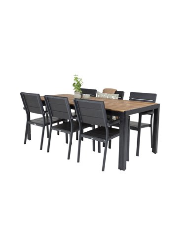 Matgrupp Bois med Levels matstolar, 205 × 90 cm