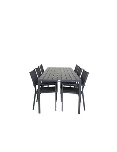 Matgrupp Break med Copacabana matstolar, 205 × 90 cm