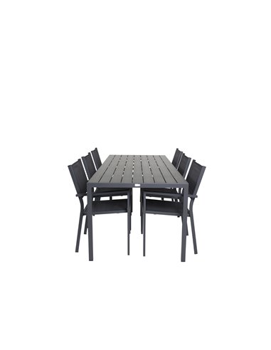 Matgrupp Break med Copacabana matstolar, 205 × 90 cm