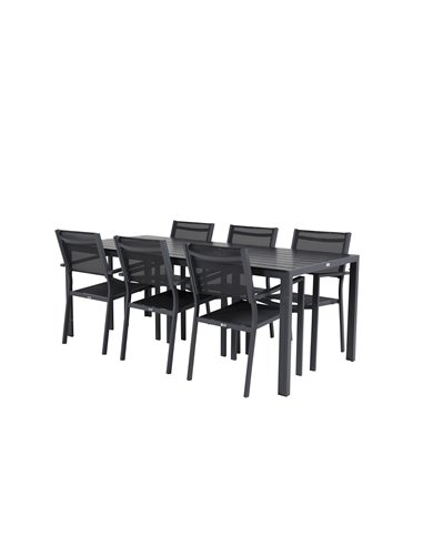 Matgrupp Break med Copacabana matstolar, 205 × 90 cm