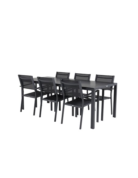 Matgrupp Break med Copacabana matstolar, 205 × 90 cm