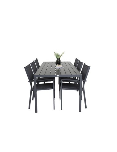 Matgrupp Break med Copacabana matstolar, 205 × 90 cm