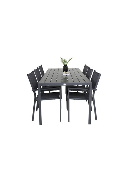 Matgrupp Break med Copacabana matstolar, 205 × 90 cm